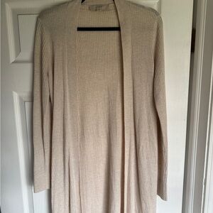 LOFT Cream Ribbed Knit Top